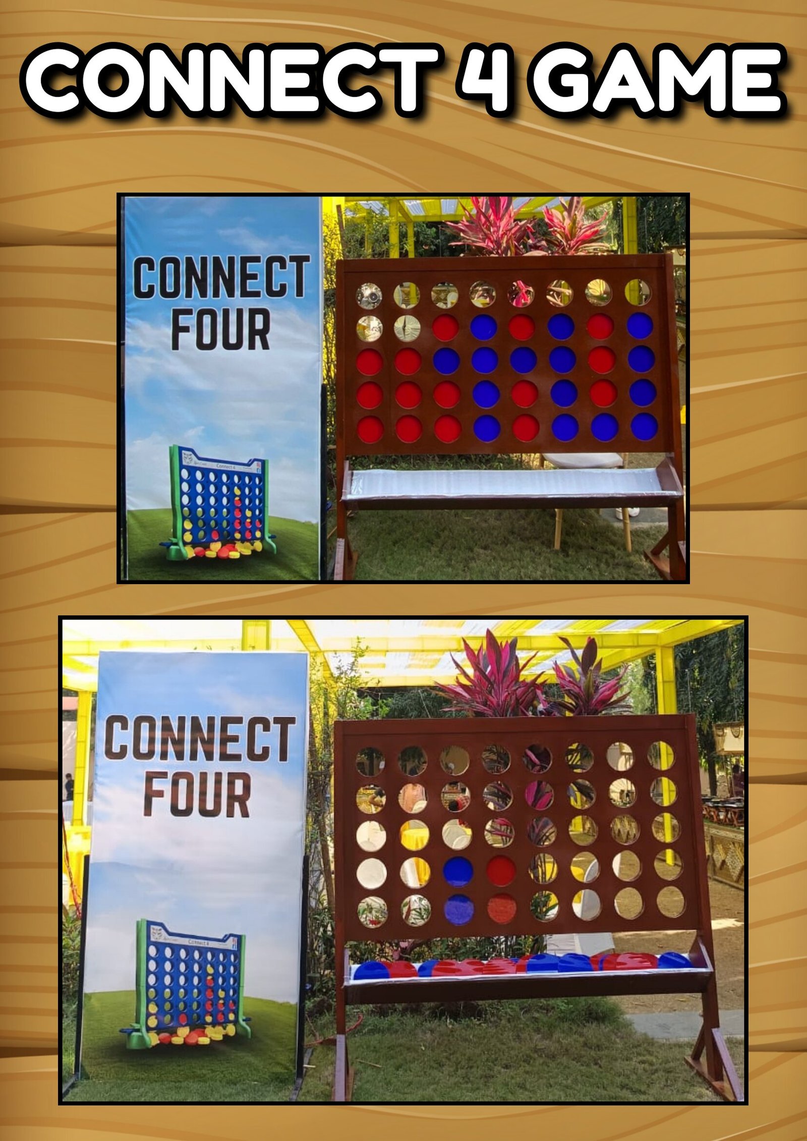 Giant Connect 4 Lawn Game wooden board game on rent Mumbai Ahmedabad Gujarat